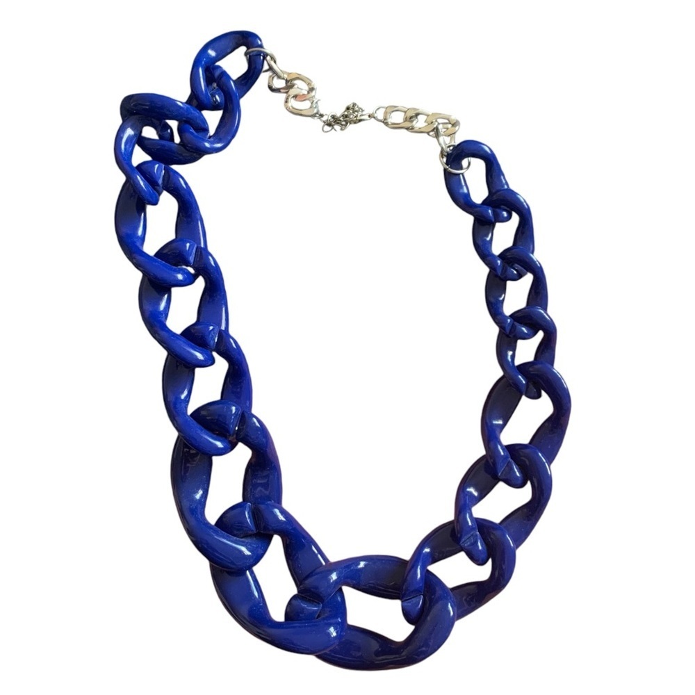 Cobalt blue acrylic chain chunky maximalist statement chic glam elevated party​​